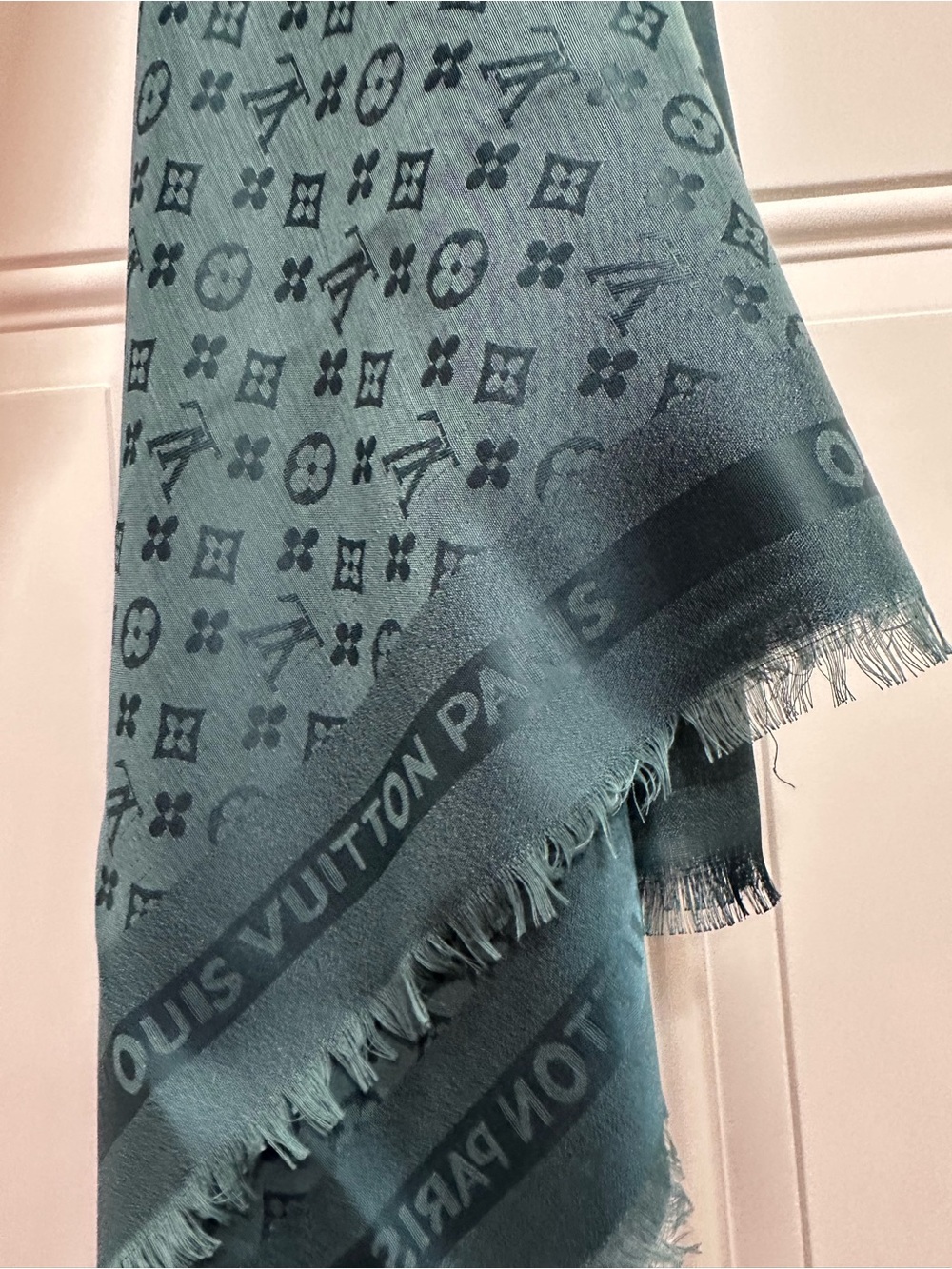 LV monogram scarf shawl wrap Green 54” x 54”
